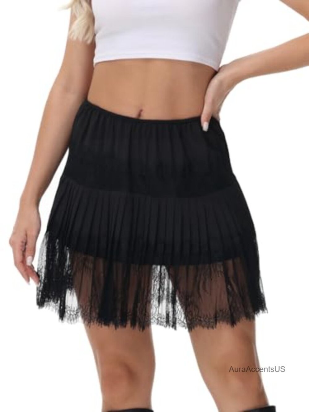Lace Half Slip Skirt Extender for Women Plus Size A-Line Flowy Underskirt